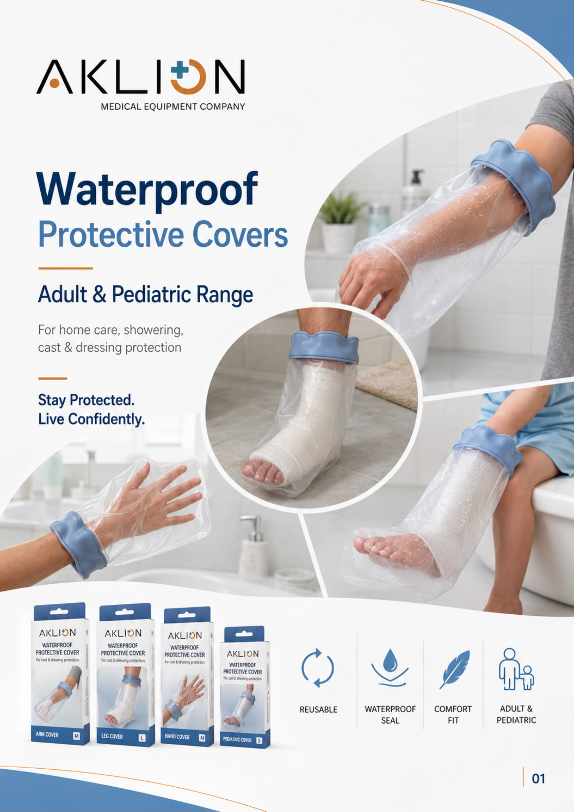 AKLION Homecare Waterline waterproof protective covers — adult and pediatric range